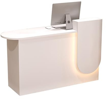 Yclty Moderner Empfangstresen mit Theke, Empfangstresen mit LED-Beleuchtung, moderner Kassentresen mit Schubladen, Empfangstresen für Convenience Store Hotel Beauty Salon(Wit,100 * 50 * 85cm)