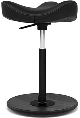 Varier MOVE New Leder Black 31330 Noir, Holzteller Esche schwarz, Gasfeder Std. 56-82 cm