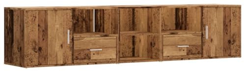 vidaXL Eckregal, Eckschrank 2 Montagemöglichkeiten, Schrank mit Stauraum, Aufbewahrungsschrank Vitrine für Wohnzimmer, Altholz-Optik Holzwerkstoff