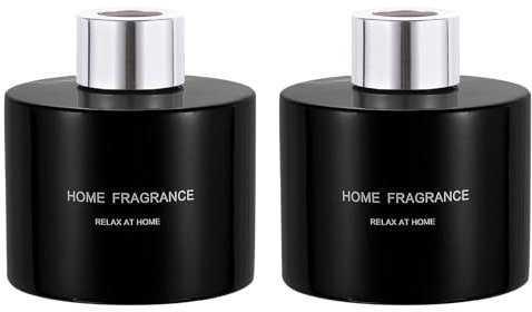 sourcing map 2pcs Empty Glass Diffuser Bottle 140ml/4.7oz Refillable Fragrance Accessories Aromatherapy Jar Container for Replacement Reed Diffuser DIY Home Bathroom Black with Silver Tone Cap