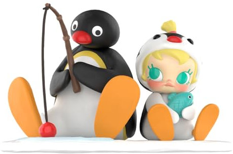 POP MART Baby Molly X Pingu Fishing Time Figure Actionfiguren Sammelfiguren Sammler Kunstspielzeug Spielzeug Figuren Geschenk 1PC