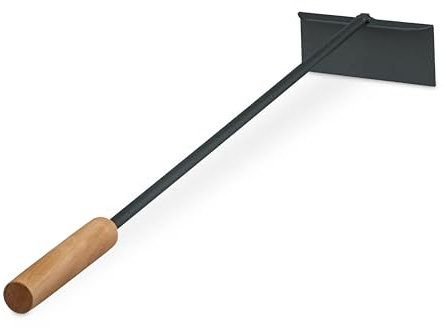 Relaxdays Ash Rake Scraper, Wooden Handle, Metal, 53 cm Long, for Barbecue, Fireplace & Stove, Coal Shovel, Black/Brown, Wood, Iron