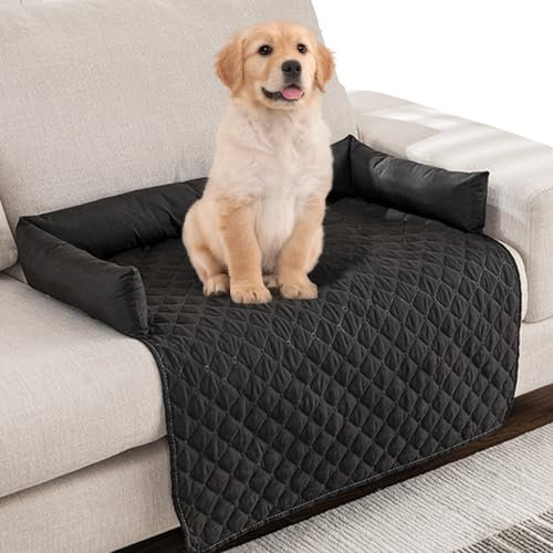 Hundebett Wasserdicht Und Anti-Scratch: Mehrschichtiges Verbundmaterial Für Sofaschutz, Atmungsaktives Plüsch Hundekissen, Ideal Für Haus Und Auto (75x75cm, Schwarz)