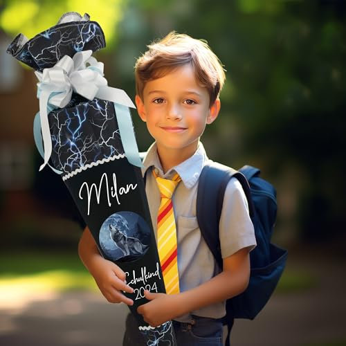 Generisch Schultüte 70 cm passend zum Schulranzen School Moo Timeless Air Felix Wolf für Jungen zum Schulanfang