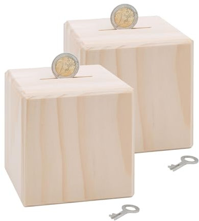 Bärenfreunde - Spardose Kinder aus Holz mit Metallschloss - Spardose zum Sparen für Kinderträume, Geburt und zum Geburtstag für die Kleinen (Natur) (Natur, Doppelpack)