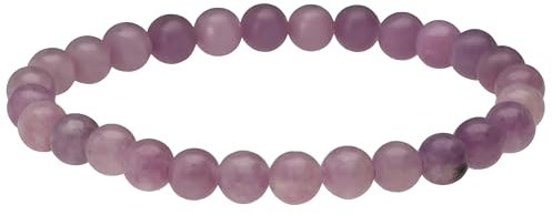 Lebensquelle Plus Kugelarmband | Perlen Armband 6 mm | Hochwertiges Edelsteinarmband | Natur Stein Edelsteinarmband dehnbar (Lepidolith)