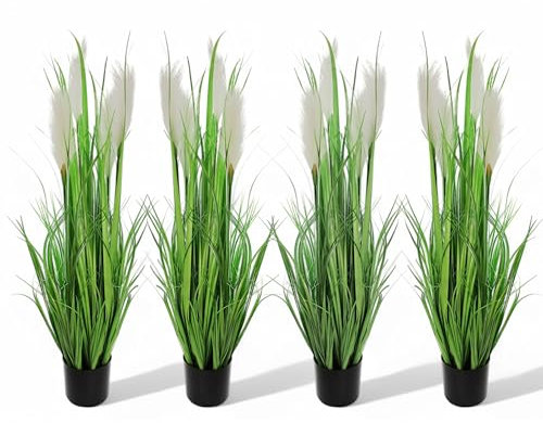 Arnusa Herbe de la pampa artificielle - 90 cm de haut - En pot - Herbe décorative - Plante artificielle d'intérieur (4)