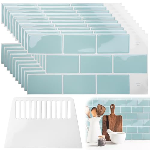 GBKDQQ Piastrelle Autoadesive per Muro: 10 Pezzi Adesivi Moderni in 3D, Installazione Facile per Parasterno della Cucina e del Bagno (30,5x15,3 cm, Bianco)