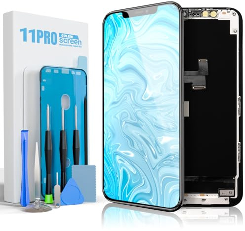 GULEEK Display für iPhone 11 Pro 5,8 Zoll LCD Bildschirm Ersatz Touchscreen mit 3D Touch vormontiert mit Rahmen Digitizer und Reparaturset