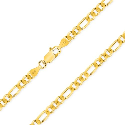 Planetys - Collana - Catena in argento 925/1000 - Maglia ro Diamantata - Placcato oro giallo 18 carati - Larghezza: 4,2 mm