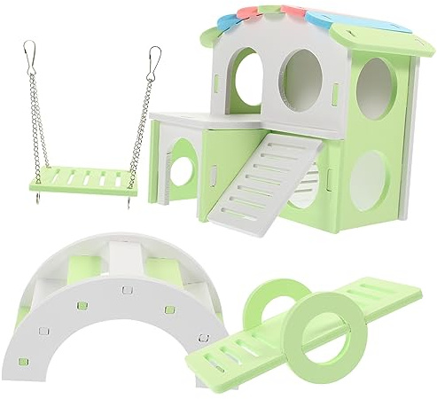 Hohopeti Hamster Spielzeughaus mit Versteckplattform, 1 Satz PVC, Lichtgrün
