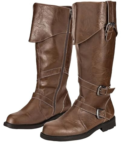 Generico Stivali da Caccia Unisex-Adulto,Stivali da Moto Uomo Classici Boots Biker Scarpe Casual Cerniera Combattimento Tattici Stivaletti,Costume di Halloween