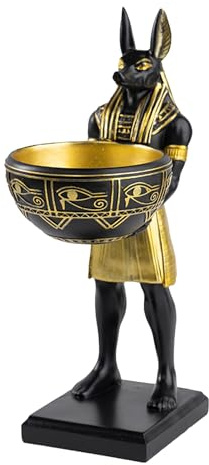 Anubis-Statue mit Schale, 10 Zoll Hochwertige Resinfigur des ägyptischen Gottes, Antike Ägypten-Dekoration, Einzigartiges Sammlerstück für Mythologie-Enthusiasten & Geschichtsinteressierte