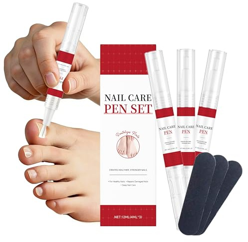 Nail Fungus Treatment Pen, Extra Strength Natural Formula Nail Care Set for Toenail & Fingernail, Toe Nail Remedy Repair Serum for Discolored Thick Cracked Nails (3PCS*4ML)