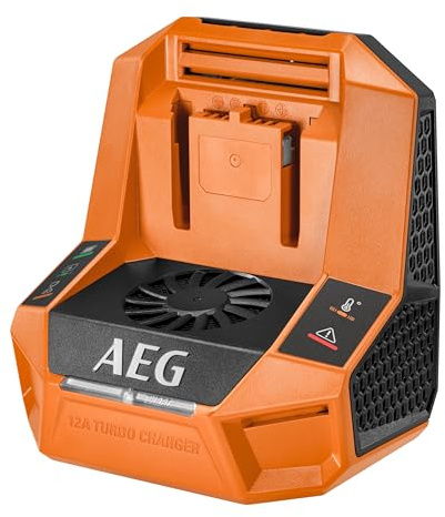 AEG - Chargeur Rapide PRO18V BL18T12 – Charge Ultra-Rapide 12 A – Modes Energy & Turbo – Recharge Toutes Batteries 18V PRO18V