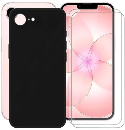 AQGGIIXY für Apple iPhone 17e (6.10) Hülle mit Schutzfolie, 2 Stück Display Schutz Folie und 1 Handyhülle, Stoßfeste Case Weiche Silikon Schutzhülle - Black