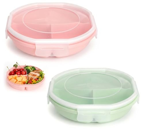 Boite Repas Micro Onde avec Couvercle 2 Pièces Assiette Micro Onde 3 Compartiments Boite Alimentaire Compartimentée Bento Box Lunch Box pour Réchauffer Conserver Meal Prep Sans BPA