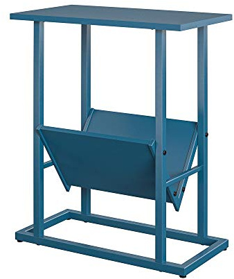 Novogratz Regal Beistelltisch Blau, 49 x 28 x 59 cm, moderner Beistelltisch mit Ablagefach und Metallgestell, für Wohnzimmer, Schlafzimmer und Home Office