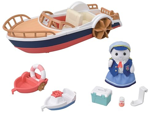 Sylvanian Families, 5864, Ausflugsboot mit Robbe, Spielset mit Tierfigur, Sammelfiguren, Tierfiguren, Robbe, Spielzeug für Kinder ab 3 Jahren