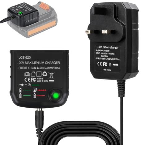 18V Lithium Ion Battery Charger, LCS1620 Replacement Charger Compatible with Black and Decker LBXR20 LB20 LBX20 LBX4020 LB2X4020 LED Indicator, Compact Cordless Drill Power Tool Adapter