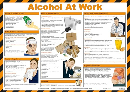 Safety First Aid Group Alcohol at Work Poster - Laminated (59 x 42cm) | 60cm x 43cm, Laminated