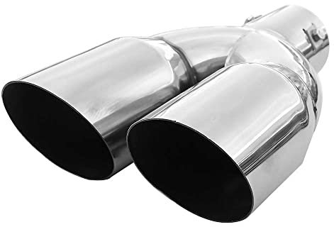 Universell Auspuffblende Doppelrohr Endrohr Edelstahl Auto Endrohrblenden Auspuffendrohr Auspuffrohr Tuning Schalldampf Blende Sport Rund Chrom