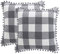 PiccoCasa Kissenbezug kariert 2er Set Dekokissenbezug mit Pompoms Dekorative Kissenbezug 45x45cm mit Verstecktem Reißverschluss Grau und Weiß