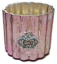 Glaswindlicht Windlicht Glas Krone rosa