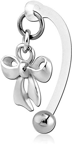 viva-adorno Intimpiercing KVV Christina Bioflex Piercing Banane Silber Schleife Anhänger Bauchnabelpiercing Z550sch