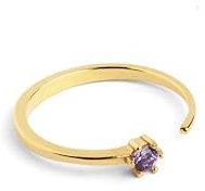 SINGULARU - Bague Sophie Lavande. Ajustable. Argent 925 avec finition plaqué or 18 kt. Taille unique. Bijoux pour femme