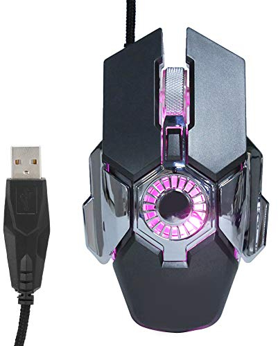 Goshyda Gaming-Maus Kabelgebundene Maus, PC-Maus RGB-Gaming-Kabelgebundene Gamer-Mäuse mit RGB-Beleuchtungsmodi und Einstellbarem Lüfter, für Laptop-Desktop(grau)