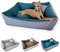 4L Textil OTTO Kuscheliges Boho Hundebett Bezug abnehmbar und waschbar Hundekorb mittelgroße Hunde Hundekissen flauschig Hundekörbchen Hundesofa Petrol (80x60 cm, Türkis)