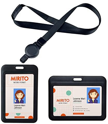 Ausweishülle mit Lanyard 2pcs Kartenhalter horizontal und vertikal mit 1 abnehmbares Ausweisband Ausweishalter für Büro, Schule, Fabrik