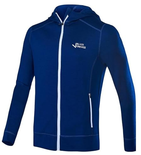 Black Crevice Herren Merino Kapuzenjacke I Hochwertige Merino-Jacke I Jacke für Herren aus 70% Merinowolle & 30% PES I Temperaturregulierender Merino-Hoodie I Merino-Pullover I Mulesingfrei