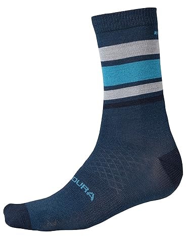Endura Herren Gestreifte BaaBaa Merino Fahrradsocken | Wärme und Atmungsaktivität Socken, Blau, L-XL