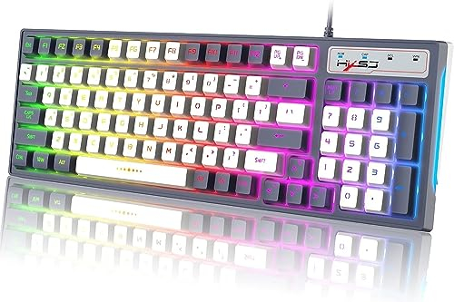 Wired Gaming Keyboard, RGB LED Backlit Keyboard with Shortcut Keys, Anti-Ghosting Keys, Multimedia, Ergonomic, Detachable Keys, 96 Keys, for Desktop and Laptop
