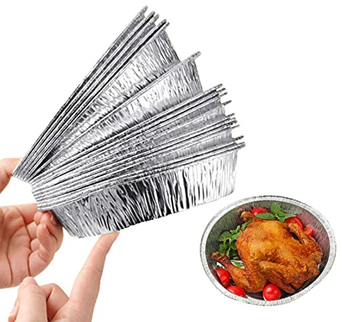 komsoup Papel Aluminio 50x Recipiente Aluminio Desechable Cocina para Freidora Aire Envase, 4cm Profundidad - para Horneado/Cocción/Almacenamiento Alimentos