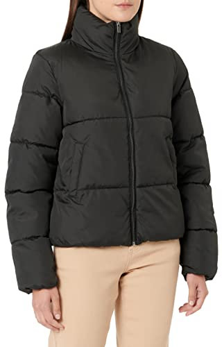 Vila Damen Vitate L/S Short Puffer Jacket - Noos Jacke, Schwarz, 34 EU