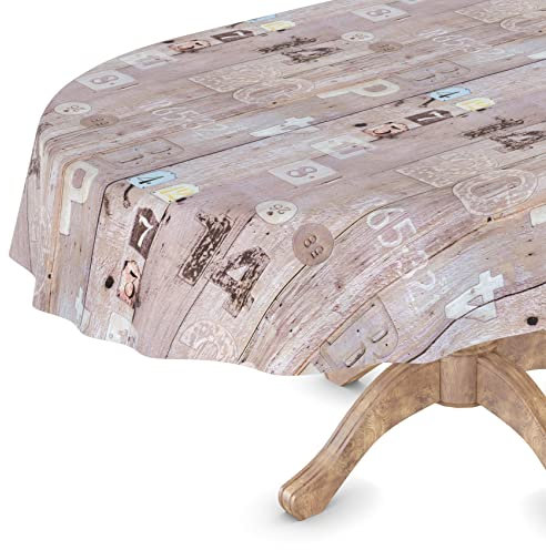 Wachstuchtischdecke Wachstuch Tischdecke abwaschbar Wachstischdecke Rechteck, rund, oval Premium Prägung Gartentischdecke Elegance Oval 140x260cm Schnittkante Dixie