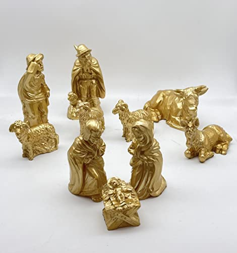 Sparfroh Krippenfiguren Set 10-teilig - Gold - heilige Familie - Weihnachten ca. 13cm