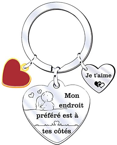 JRZDFXS Cadeau de la Saint-Valentin Porte Clef Amoureux Couple Cadeau D'anniversaire Femme Homme Porte-Clés Je T'aime Petite Amie Cadeau Copine (2)