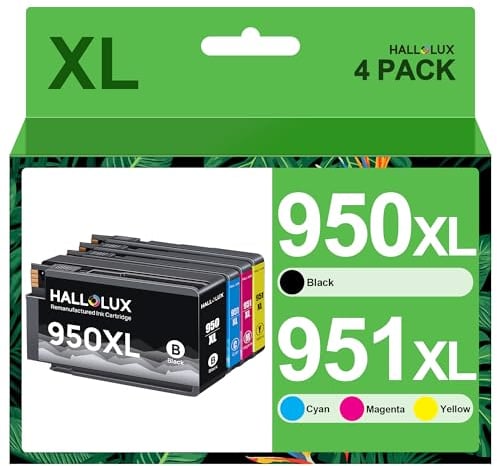 950 XL 951 XL Tintenpatronen kompatibel für HP 950XL 951XL 950 951 Druckerpatronen für HP Officejet Pro 8100 8610 8600 8615 8616 8620 8625 8630 8640 8660 251dw 276dw (Schwarz/Cyan/Magenta/Gelb,4-Pack)