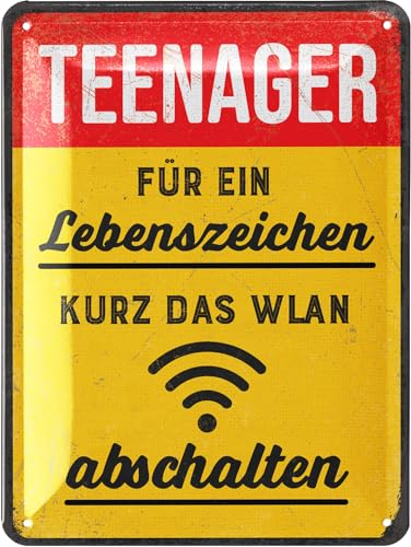 LANOLU Retro Blechschild WLAN ABSCHALTEN LEBENSZEICHEN Gaming Schild, HIER WIRD GEZOCKT Türschild, Gamer Geschenk, Gaming Zone, lustige Deko Jugendzimmer für Zocker - als Metallschild 15x20 cm