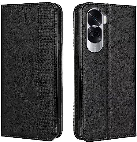 EASSGU Custodia per HONOR 90 Lite 5G (6.7 Inches) Pelle PU Flip Folio Cover con Interruttore Magnetico, [3 Slot Schede] [1 Portafoglio] Case - Nero