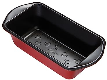 PRESTIGE Disney - Teglia antiaderente per pane con Topolino, 23 cm x 13 cm, in acciaio al carbonio, colore: rosso e nero