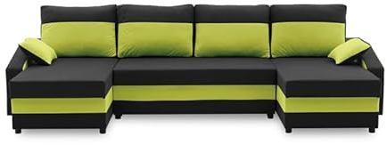 Sofini Ecksofa Sparta Plus mit Schlaffunktion! Best Ecksofa! Eckcouch mit Bettkästen! Wohnzimmer möbel, polstermöbel. Schlafcouch mit Kissen, bequem mit stauraum (MIKRO 15 + MIKRO 61)