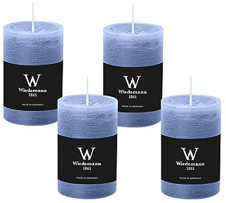 4er Set Adventskranzkerzen Rustik Marble Kerzen durchgefärbt mit Abbrandschutz Grau-Blau 80 x 68 mm