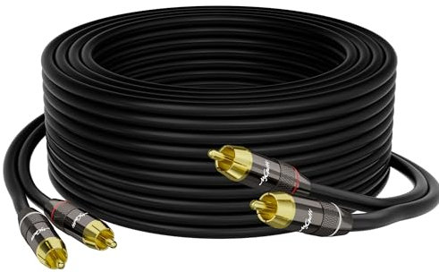 Cable RCA de 30 pies, cable de audio estéreo 2RCA a 2RCA, carcasa de aleación de zinc, cobre sin oxígeno, conectores chapados en oro, 2 cables adaptadores de audio RCA, para cine en casa, HDTV,