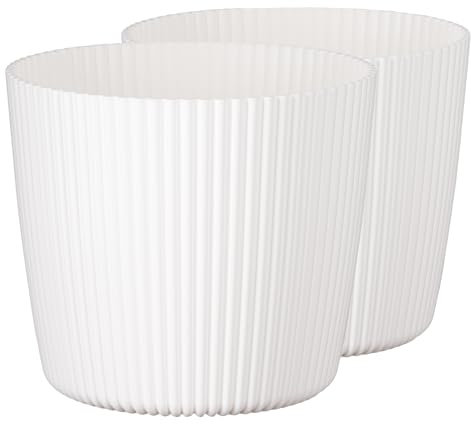 Tymar Pot de Fleurs, jardinière, Lot de 2, Forme Ronde((2pack) Blanc, ø 20 cm)