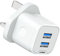 iPhone USB Plug,Dual USB Charger Plug Adaptor UK 3 Pin Mains Charger Double Port 5V 2Amp Phone Charging Plug for iPhone 16 15 14 13 12 11 Pro Max 10 XS X XR 8 7 6 6S Plus 5 SE 2020,iPad Pro/Air/Mini